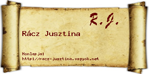 Rácz Jusztina névjegykártya