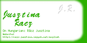 jusztina racz business card